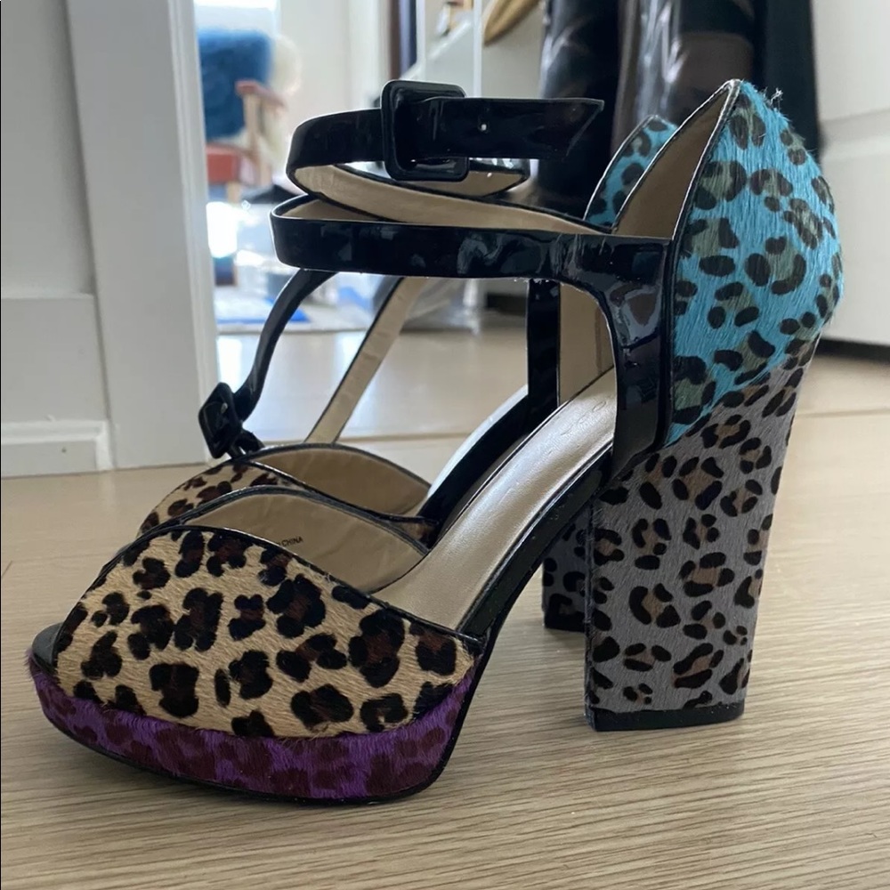 Pelle moda pony fur heels multicolour leopard